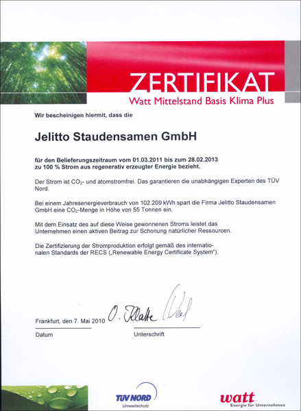 Jelitto Zertifikat
